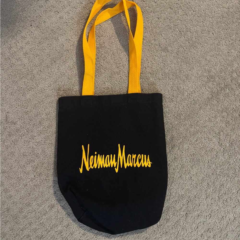 Neiman Marcus Black Tote with Yellow Straps